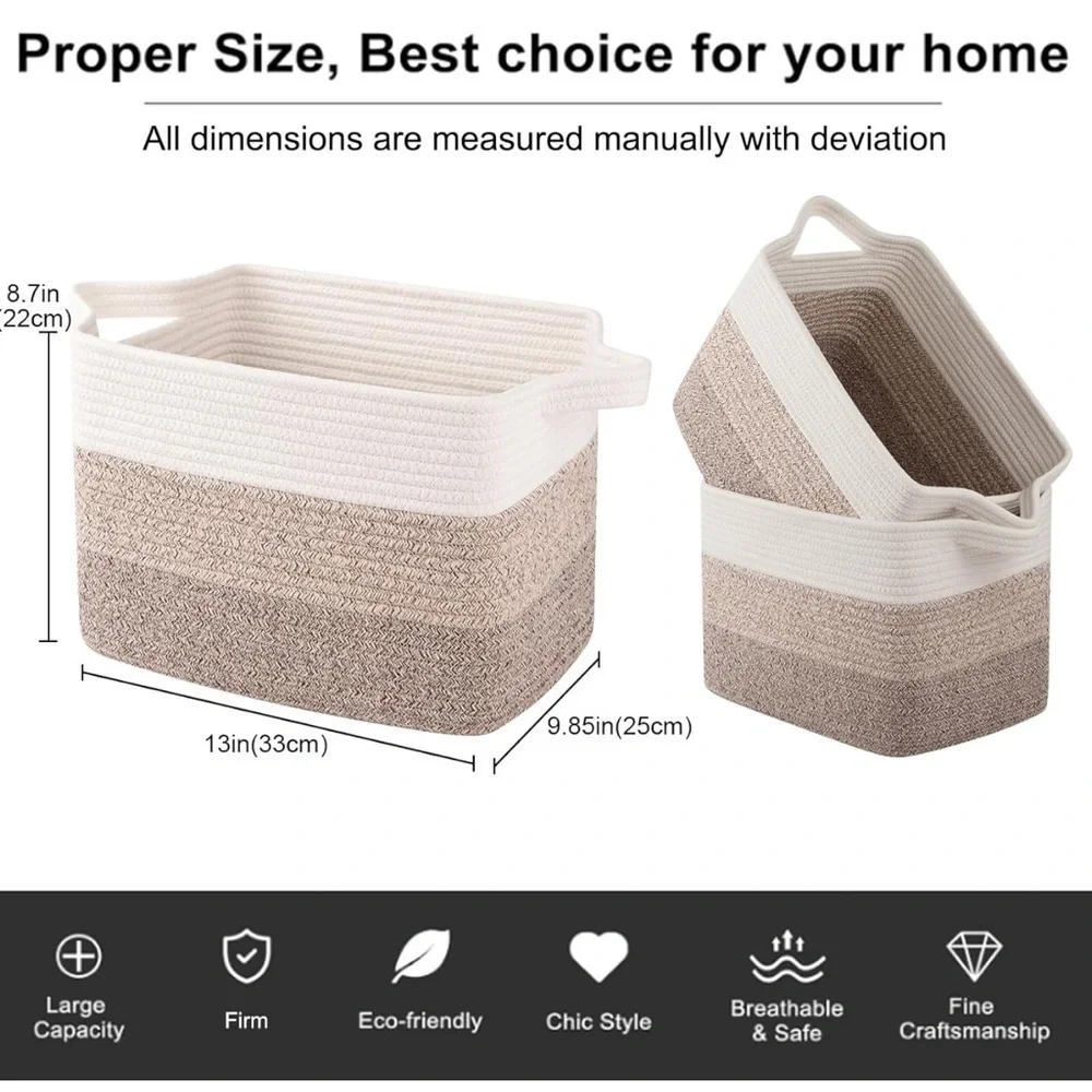 NEW Chic Woven Storage Baskets in Cream and Brown